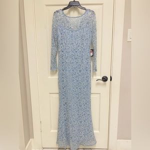 Ice blue NWT lace and sequin maxi gown